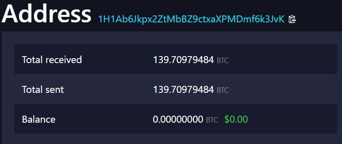 Cá voi Bitcoin chuyển 139.7 BTC. Nguồn: Mempool.space