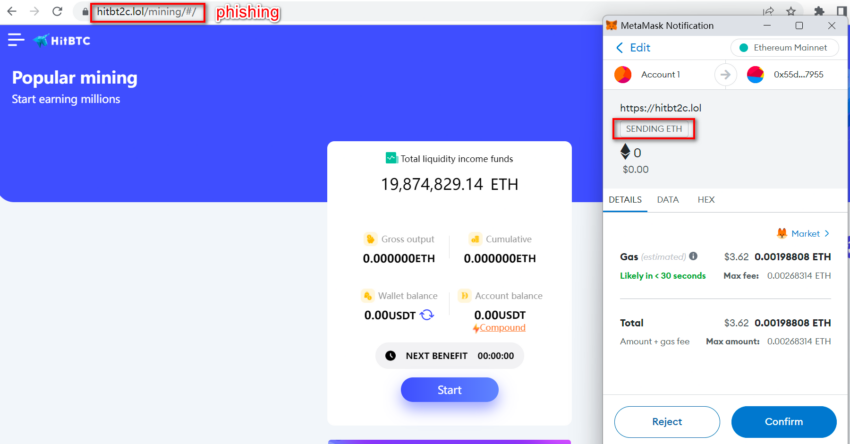 On clicking the confirm button, the users will lose their ETH holdings.