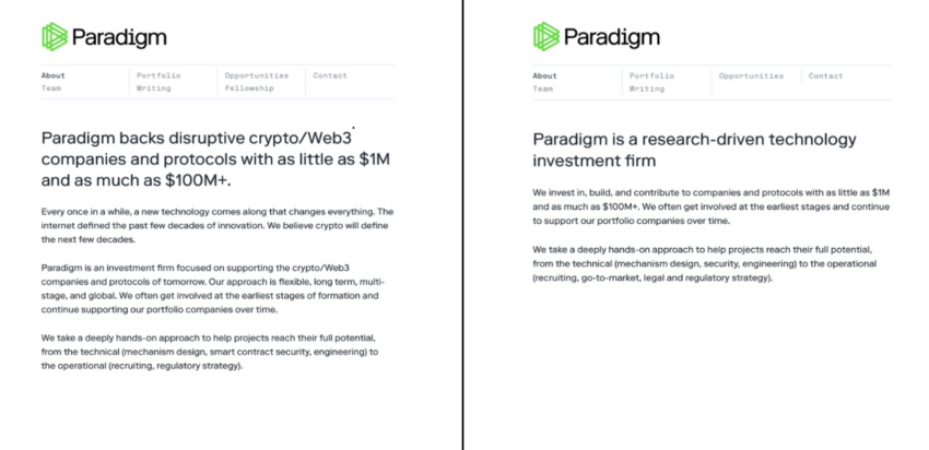 Before and After Comparison of Paradigm About Page | Twitter