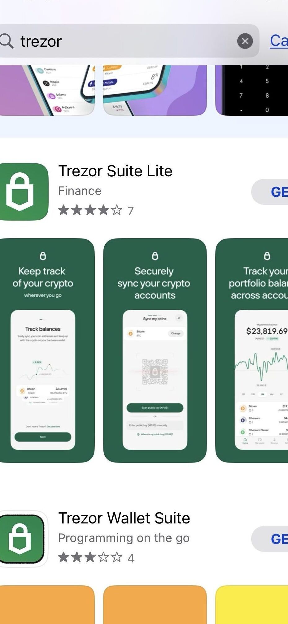 Fake app is second on UK App Store with the authentic Trezor Suite Lite above it