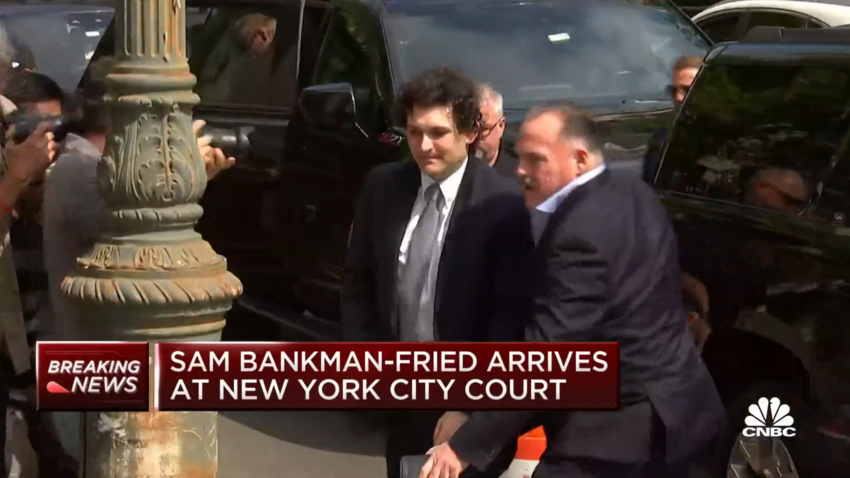 Sam Bankman-Fried arrives at court.