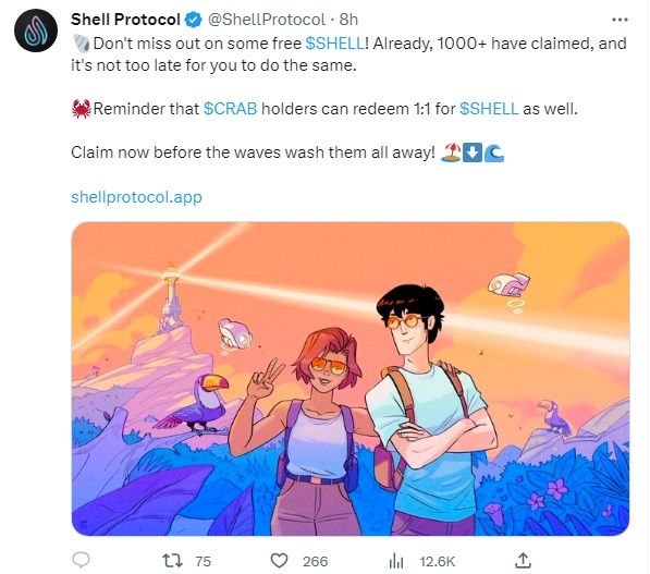 Shell Protocol's Hacked Twitter Account Promoting Fake Airdrops. Source: Twitter/Shell Protocol