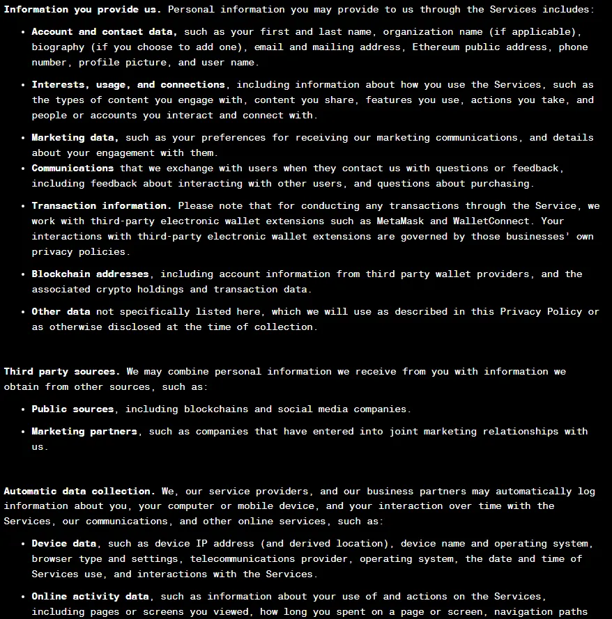 Excerpt from Arkham data usage policy. Source: Twitter/@adamscochran