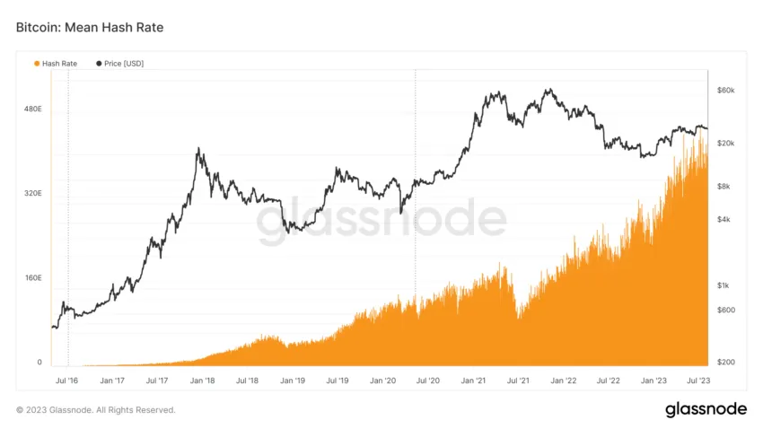 Bitcoin Hash Rate. Source: Glassnode