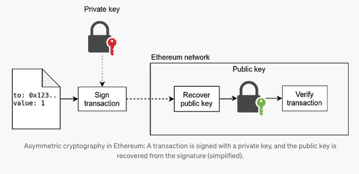 Private keys sign transactions which public keys decode.