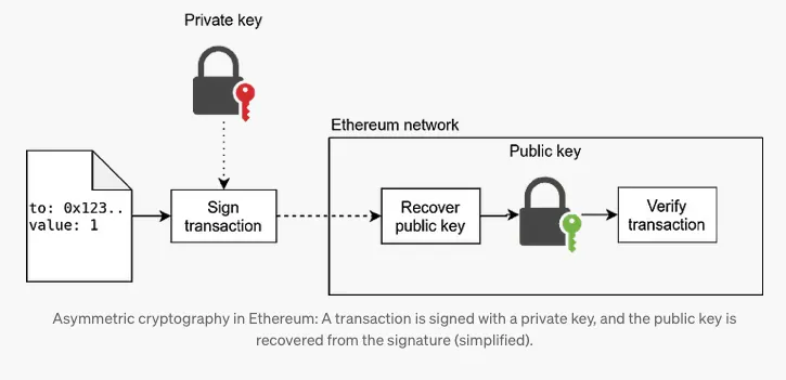 Private keys sign transactions which public keys decode.