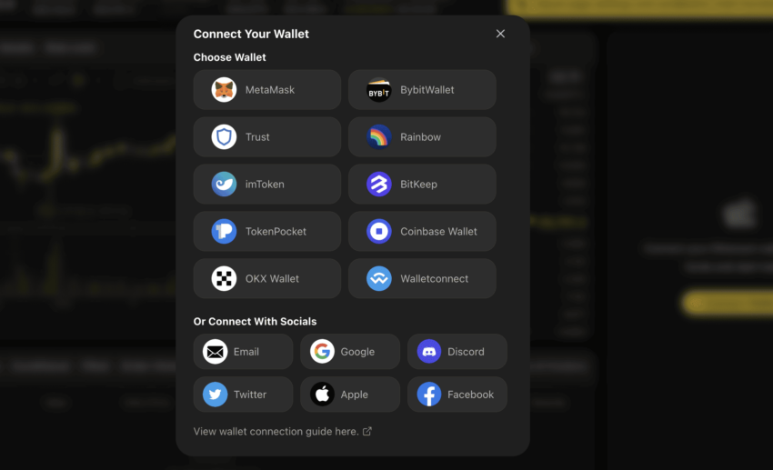 Connections with wallets and socials: ApeX Pro