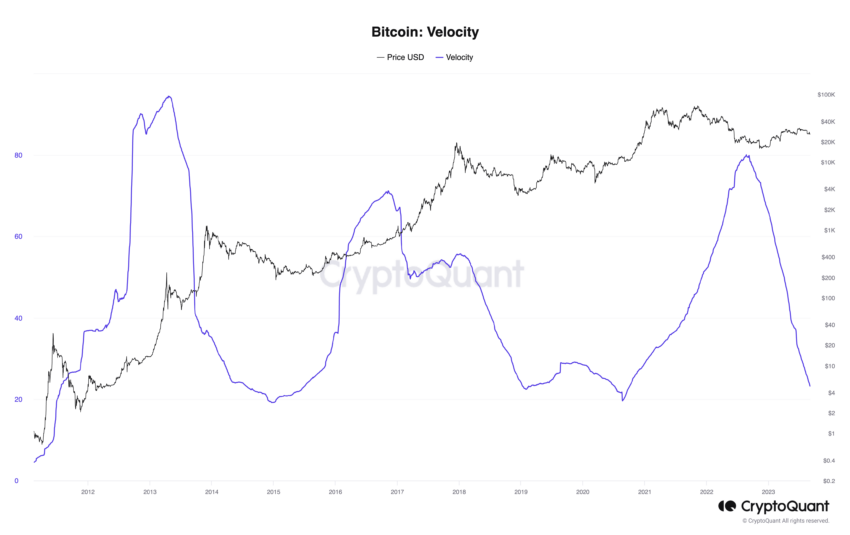 Velocità dei prezzi Bitcoin. Fonte: CryptoQuant