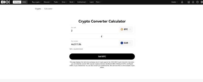 OKX review and Crypto Calculator: OKX