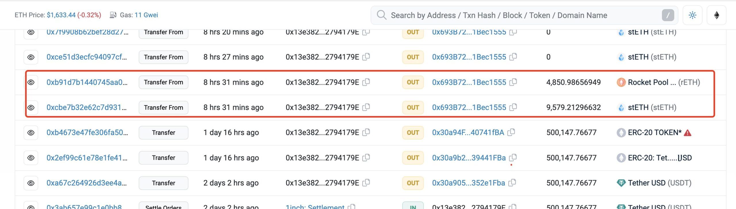 Phished wallet addresses. Source: X/@realScamSniffer